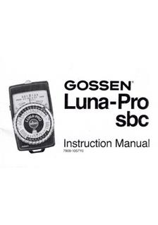 Gossen LunaPro manual. Camera Instructions.